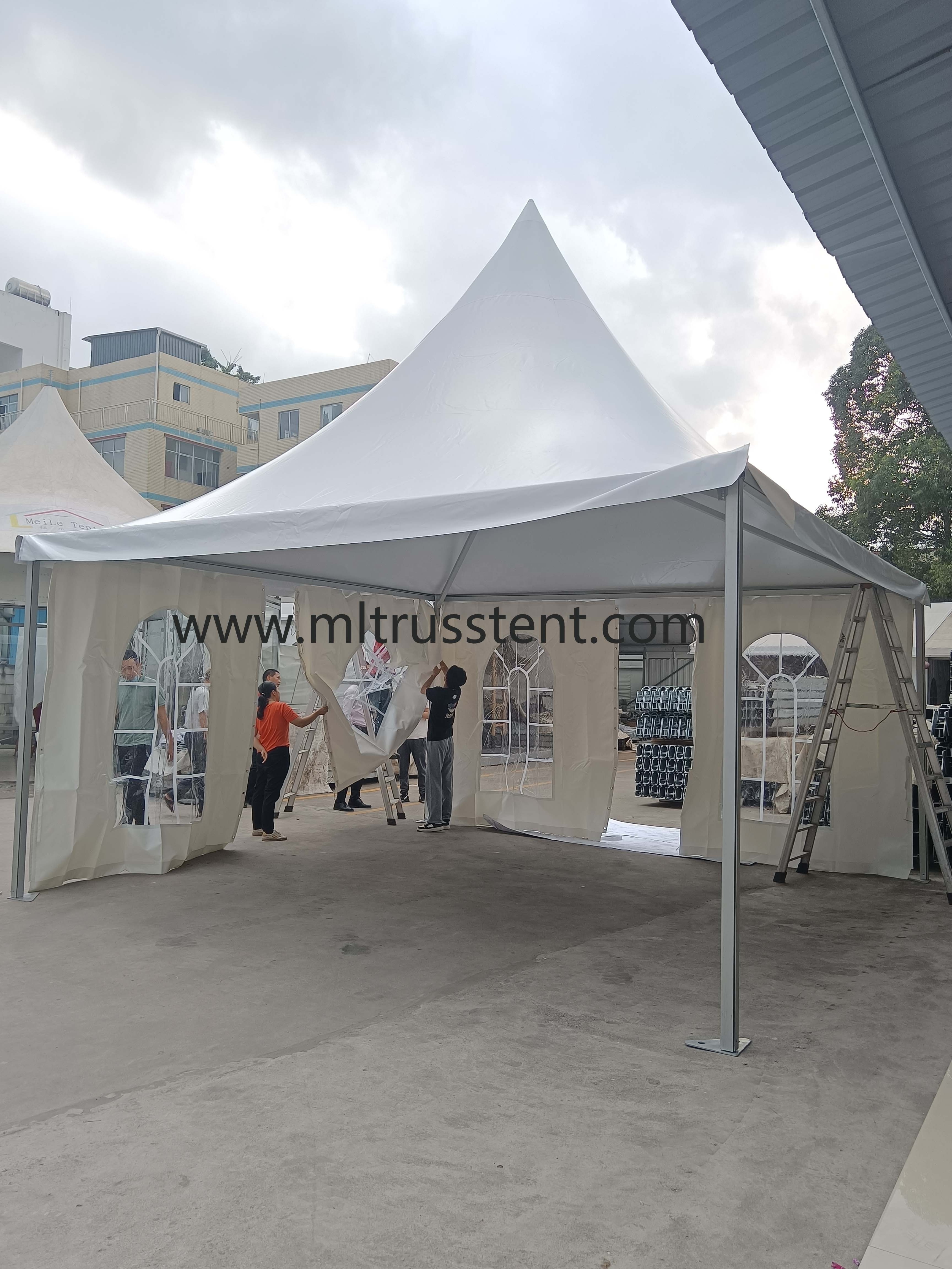 White PVC Fabric Event Wedding Party Marquee Waterproof Aluminium Exhibition Tents 4x4 5x5 6x6 Pagoda Trade Show Tent