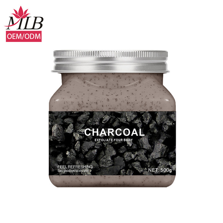 Wholesale 500g private label charcoal exfoliating body scrub