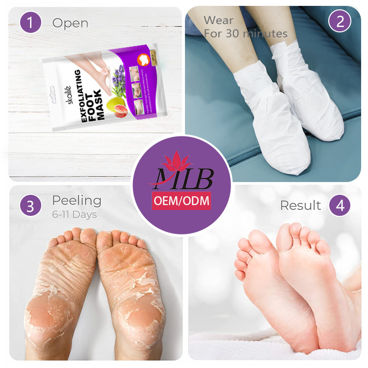 oem odm wholesale foot skin care products korean feet sheet mask socks exfoliation peeling exfoliating peel lavender foot mask