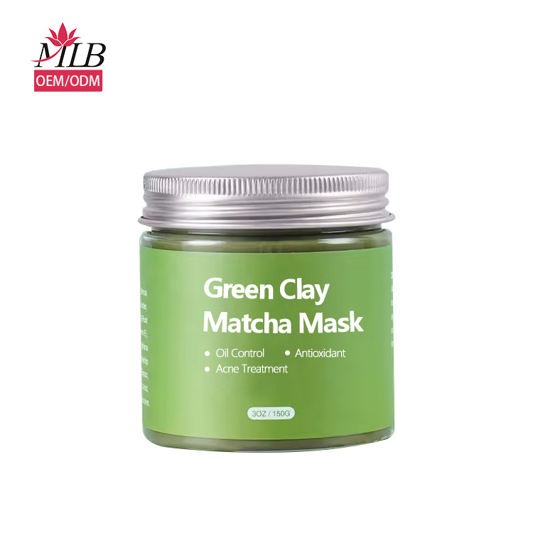 Private Label Vegan Hertable Face Skin Care Mud Mask Improve Acne Purifying Matcha Green Tea Clay Mud Face Mask