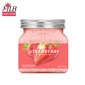 Wholesale 500g private label fruit whitening strawberry exfoliating body scrub