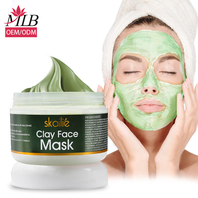 Private label pink clay mask private labelling wholesale deep cleansing green facial mud cleansing face clay mask