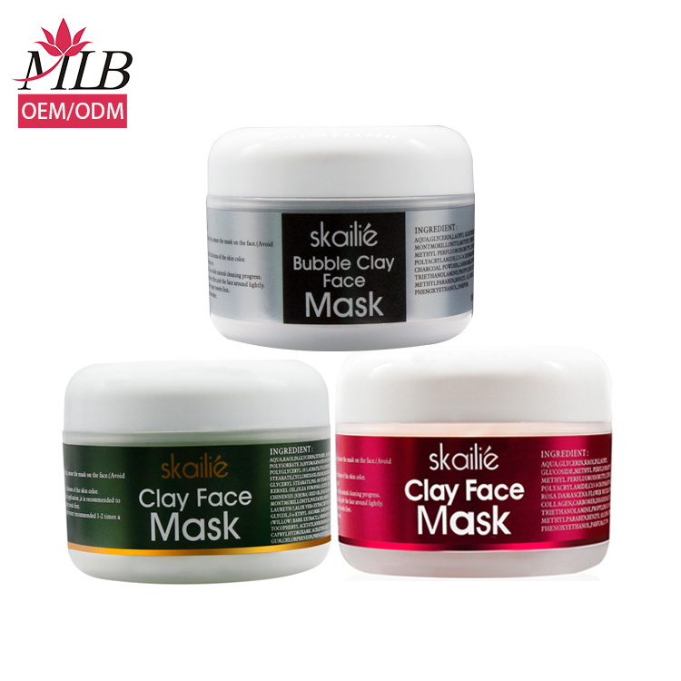 Private label pink clay mask private labelling wholesale deep cleansing green facial mud cleansing face clay mask