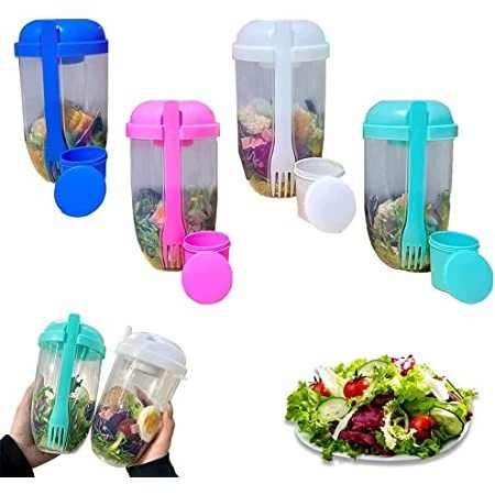 BPA-Free Disposable Salad Cup For Vegetable Fruit Plastic Salad Shaker Cup With Fork