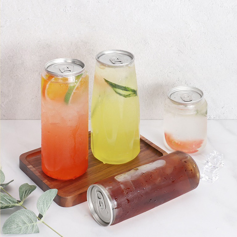 Hot Selling Plastic Soft Drink Beverage Can Clear Empty Bubble Tea Bear Soda Bottles With Easy Open Lids