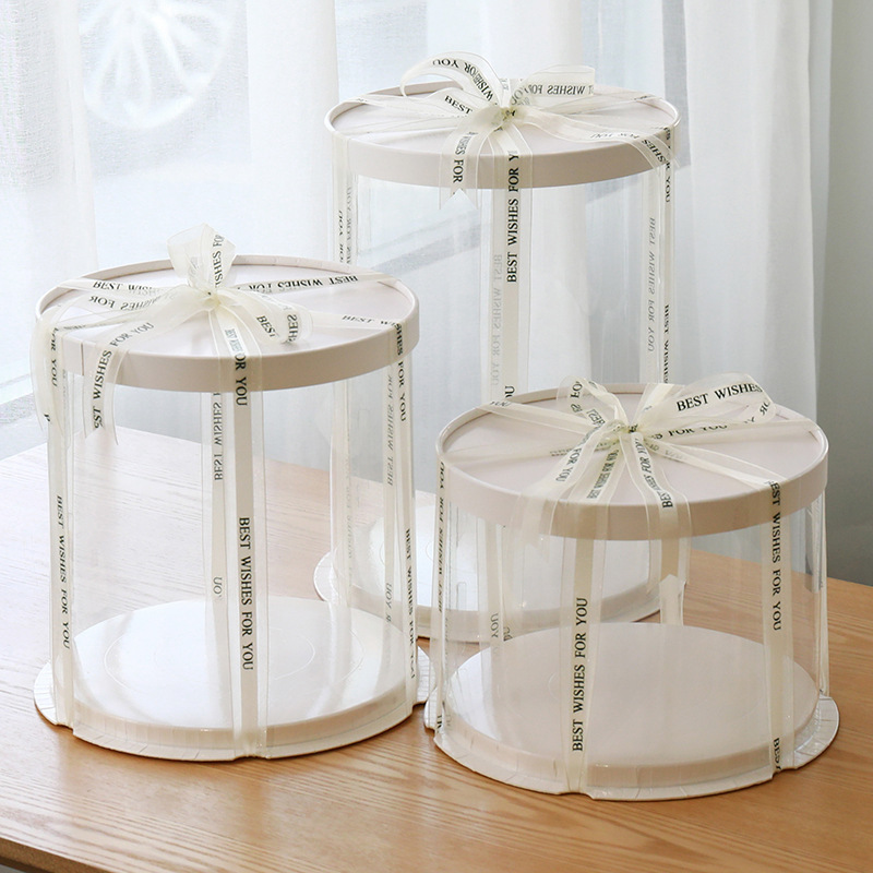 White Round Tall Wedding Cake Box Clear Round Cake Boxes 8