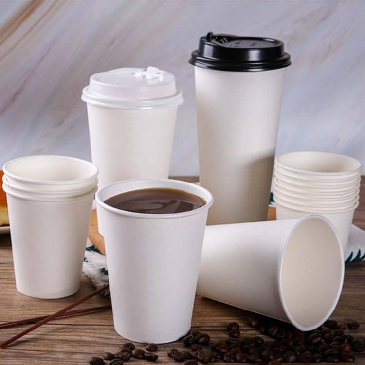 4/8/12/16 oz Customized Logo Eco-friendly 18 PE coated tea Paper cup wholesale disposable coffee paper cups with Lid