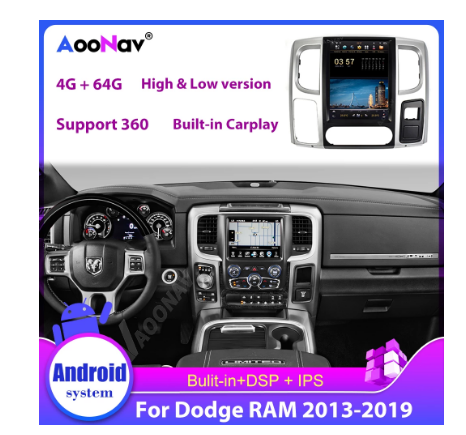 Car Radio Multimedia Video Player Gps Navigation 2Din For Dodge RAM 2013-2018Car Stereo Dvd Player Autoradio PX6 Tesla Style