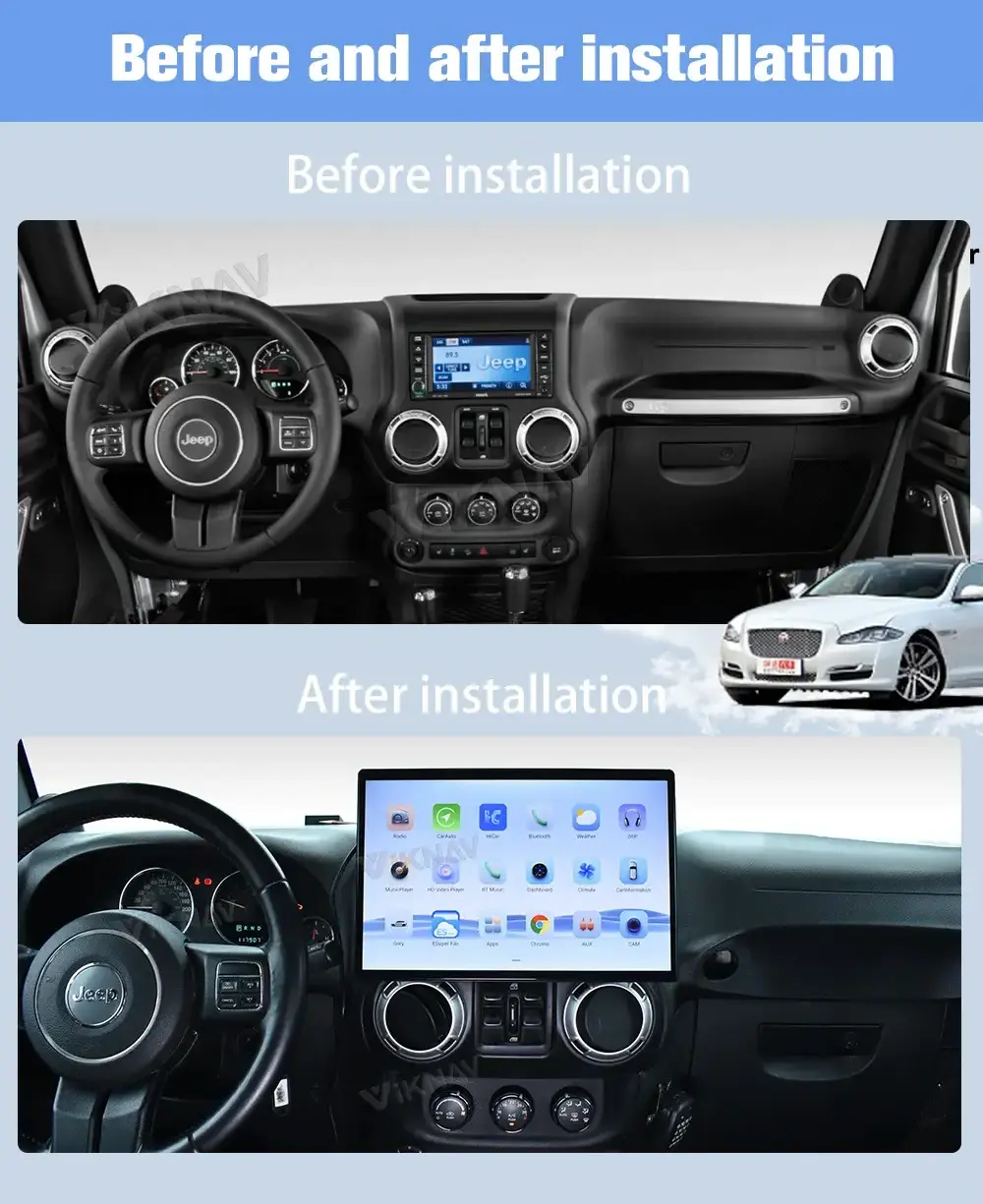 Full touch screen car radio For Jeep Wrangler 2011 2012 2013 2014 2015 2016 2017 upgrade carplay and android auto headunit