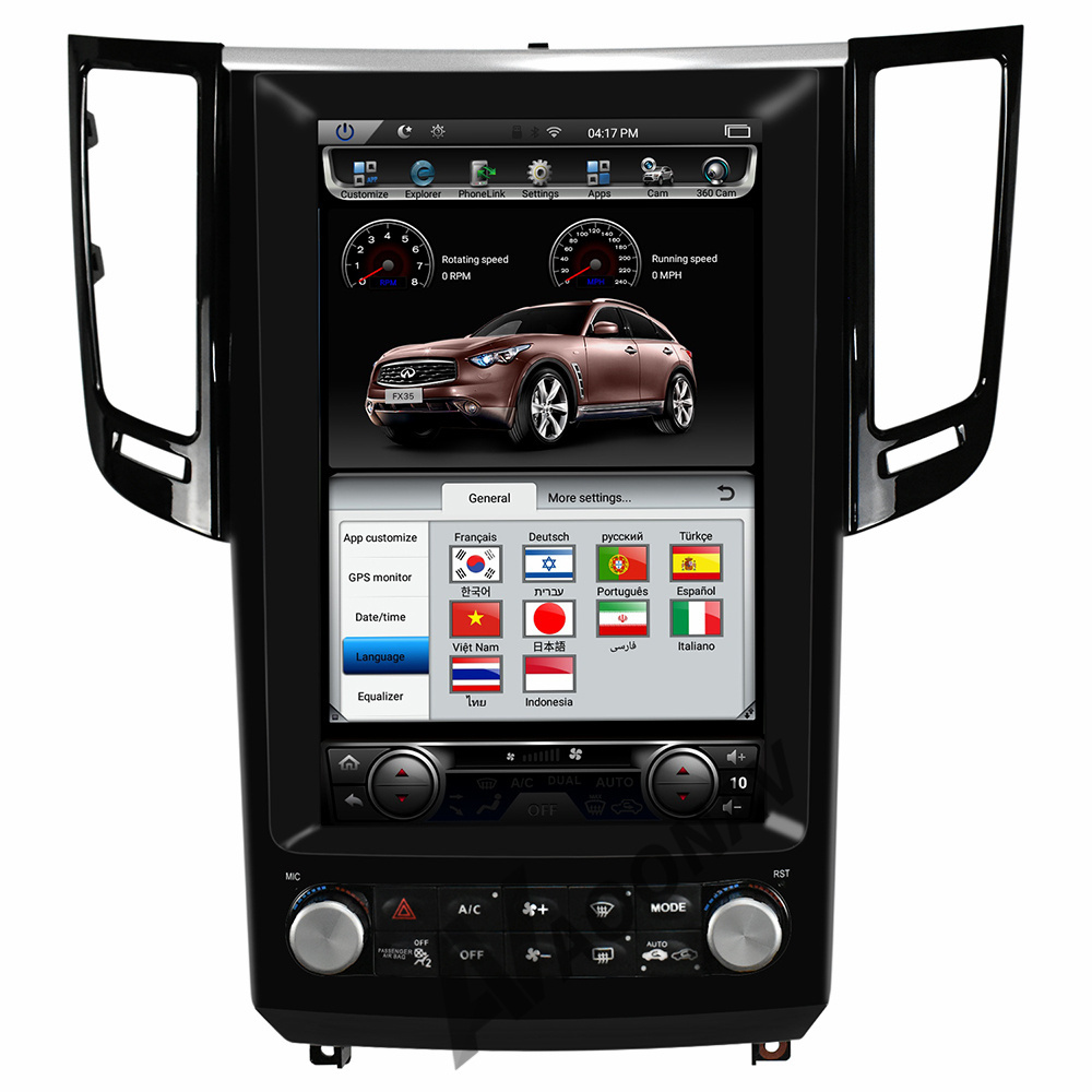 Car Tesla style vertical screen GPS navigation 12.1 inch auto Radio Player For Infiniti FX35 2009 car video stereo player