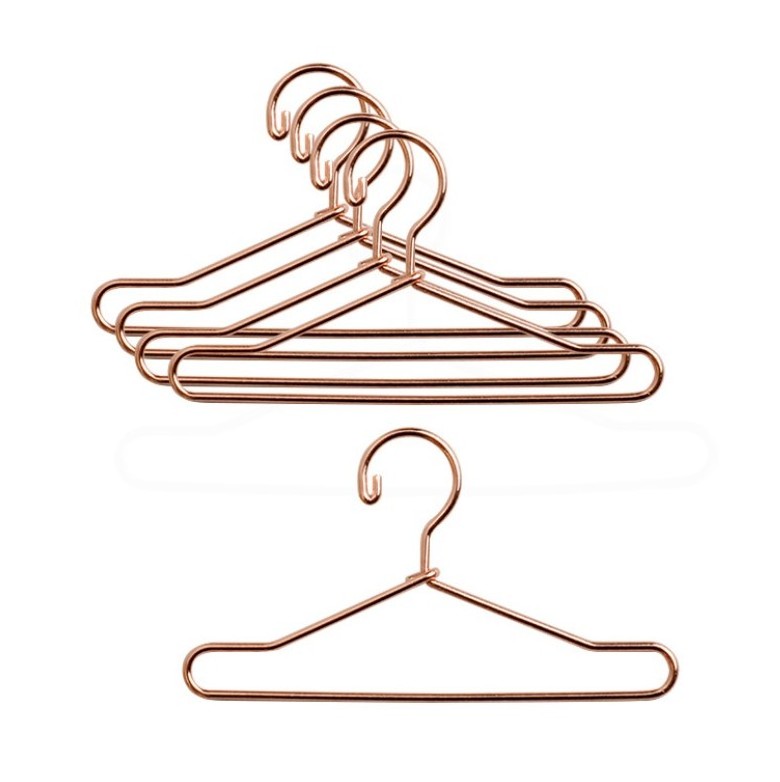 Gold Color Doll Clothes Dress Outfit Holders Wire Rack Stand 65mm Mini Barbie Doll Coat Hanger