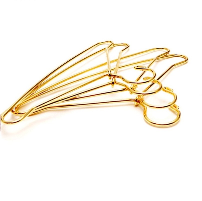 Gold Mini Doll Clothes Dress Outfit Holders Wire Rack Stand 60mm Mini Clothes Hangers