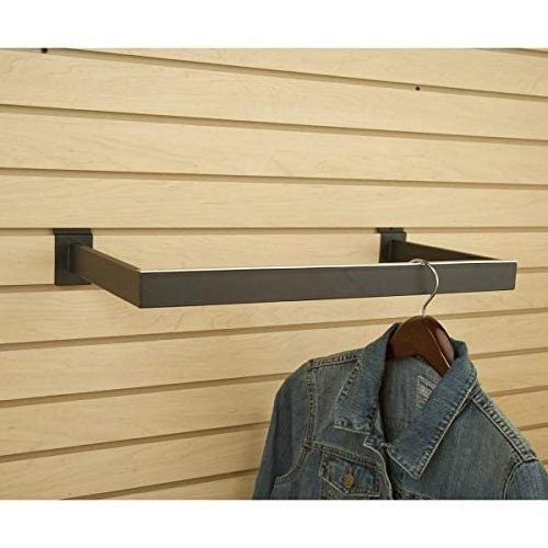 Clothing Display Racks Rectangular Tubing U Hang Rail for Slatwall Black Metal Hang Rail Bar