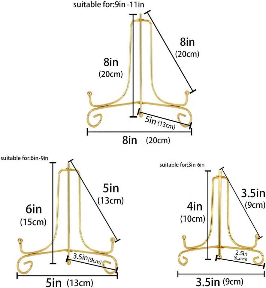 Metal Stands Plate Holder for Decoration Display Book Art Plates Gold Iron Easel Display Stand