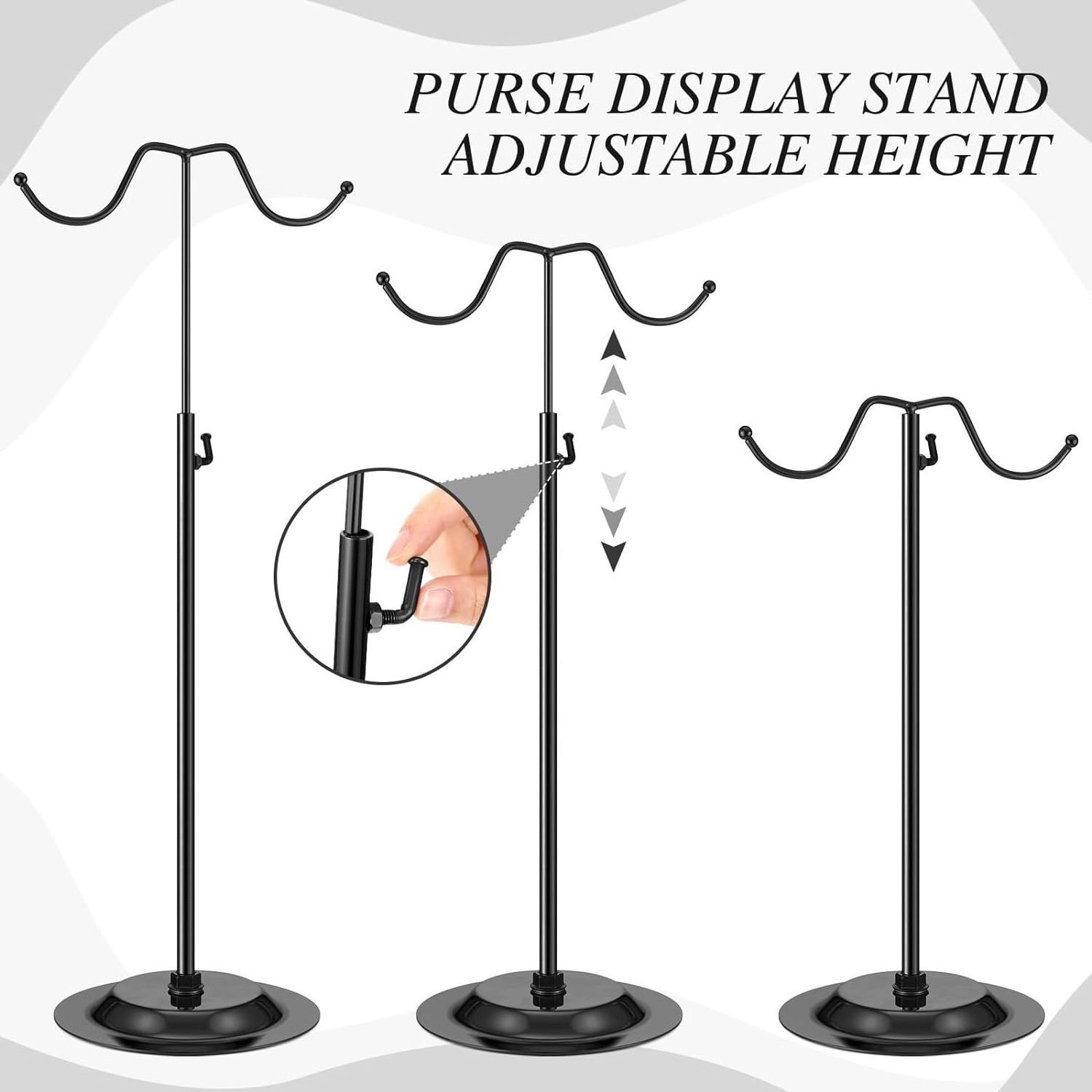 Retail Shop Purse Display Racks Adjustable Double Hook Handbag Display Stand