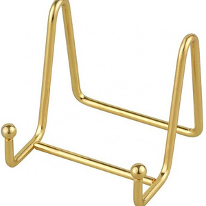 Home Decoration Metal Wire Holder Golden Frame Display Racks Gold Plate Easel Stand