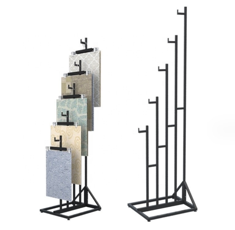 Retail Shop Showroom Carpet Display Stand with Hanger Metal Floor Rug Display Racks