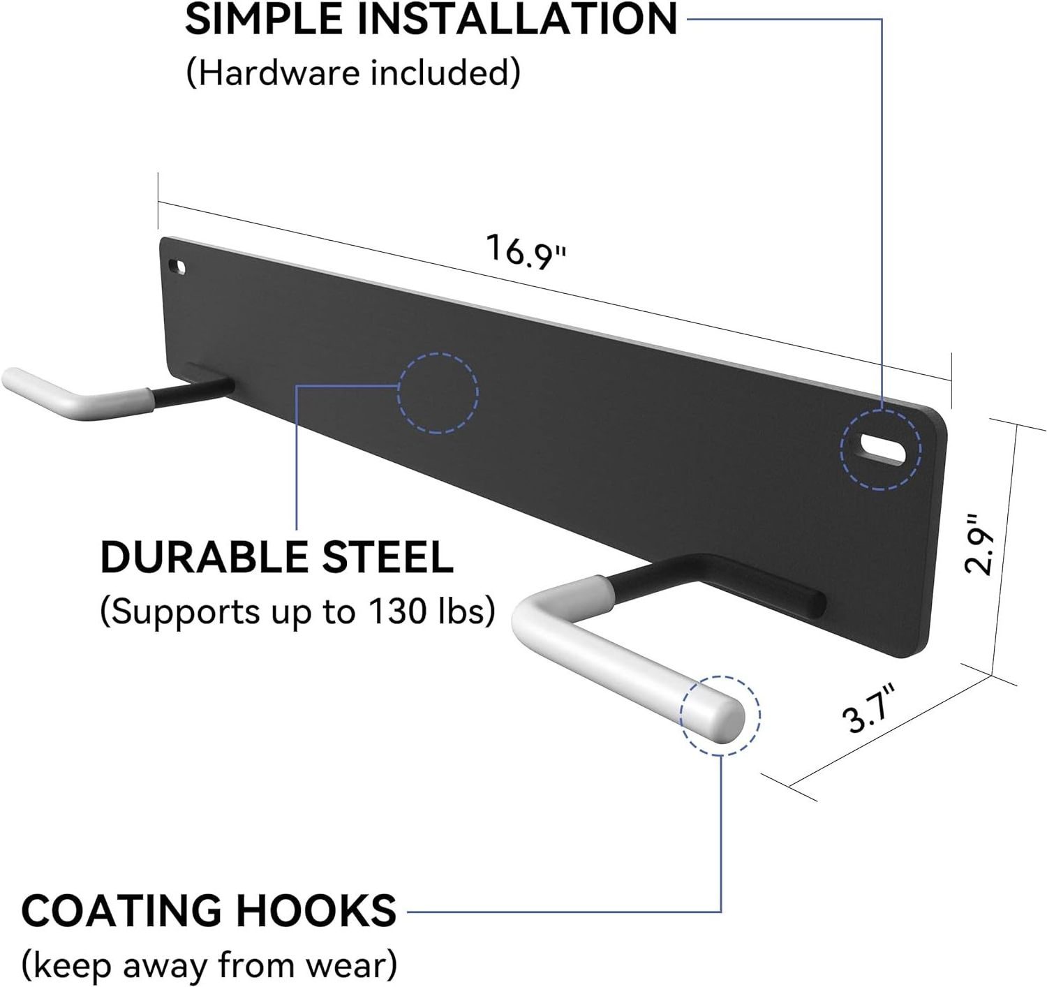 Durable Wall Mount Golf Bag Storage Display Racks Metal Hanger Golf Club Golf Bag Wall Mount Rack