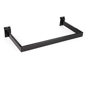 Clothing Display Racks Rectangular Tubing U Hang Rail for Slatwall Black Metal Hang Rail Bar