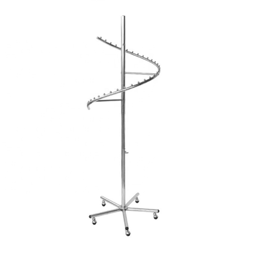 Custom Design Boutique Floor Display Racks Metal Clothes Hanger Round Spiral Clothing Rack