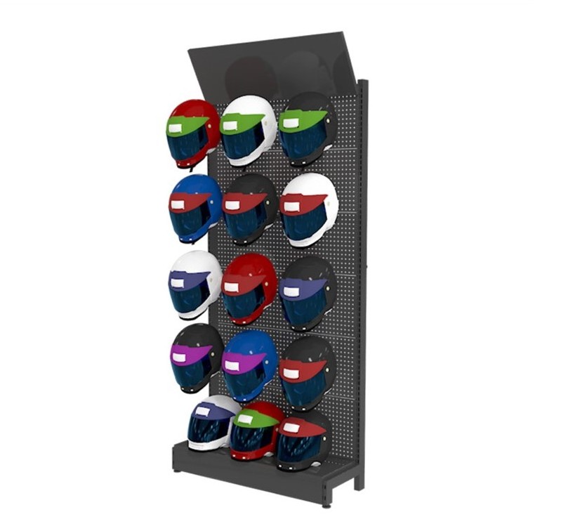 Customized Metal Wall Against Floor Hats Display Stand Helmet Wall Display Rack