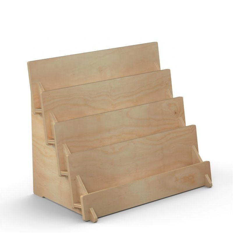 Coaster Stepped Display Racks for Retail Shop Wooden Greeting Card POS Stands Wood Custom Countertop Display