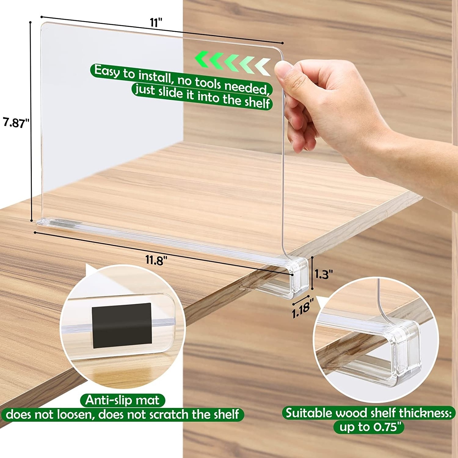 Retail Shop Display Racks Closets Plastic Shelves Organization Clear Acrylic Shelf Divider