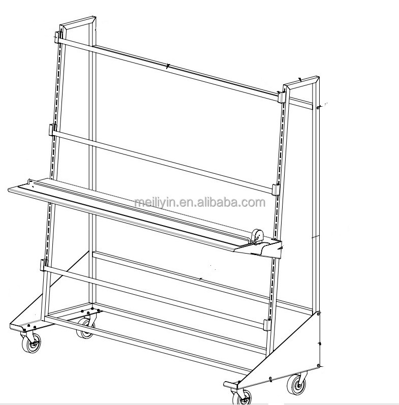 Heavy Duty Retail Store Fabric Roll Display Racks with Tape Measure Metal Carpet Rug Display Stand