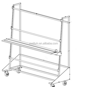 Heavy Duty Retail Store Fabric Roll Display Racks with Tape Measure Metal Carpet Rug Display Stand