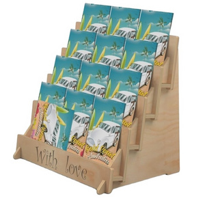 Coaster Stepped Display Racks for Retail Shop Wooden Greeting Card POS Stands Wood Custom Countertop Display