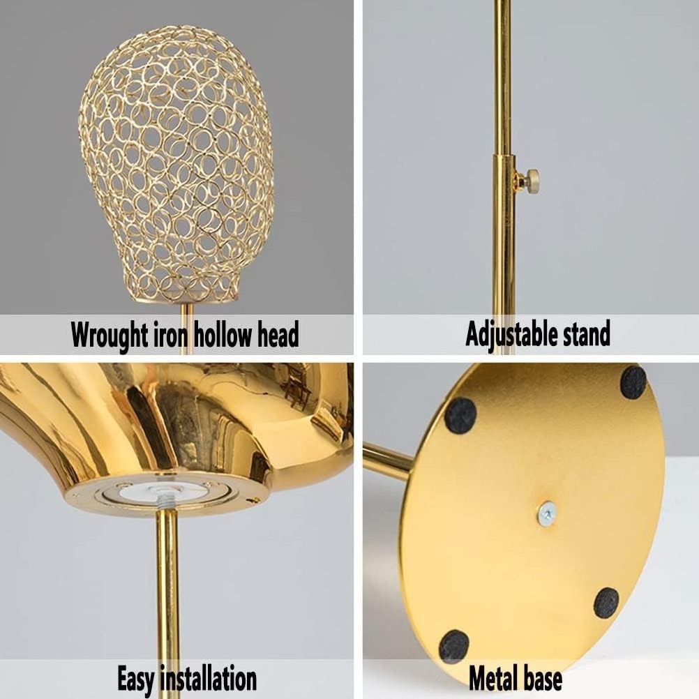 Gold Color Free Standing Retail Store Window Display Stand Iron Mannequin Head