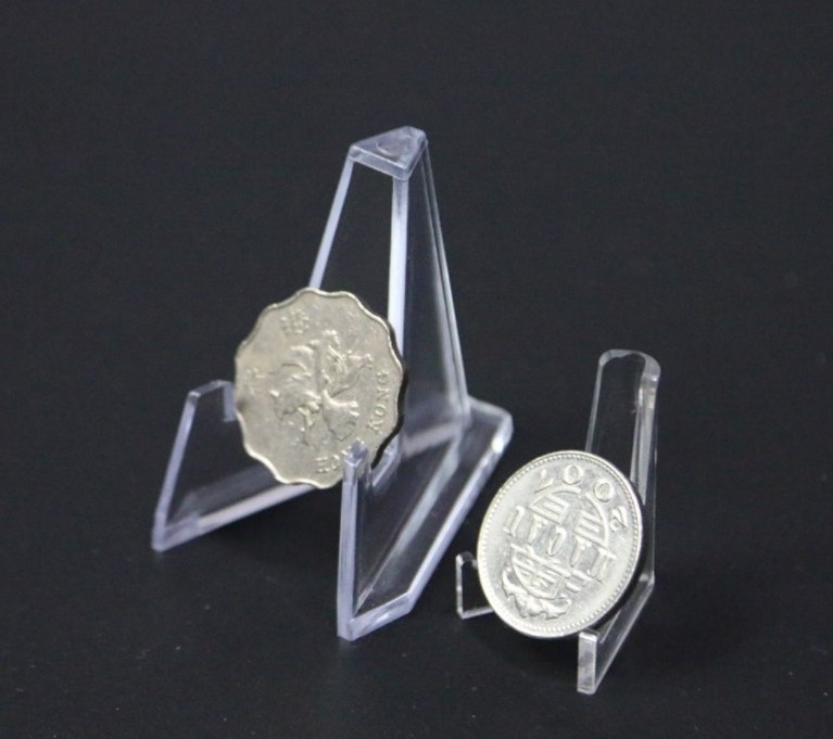 Mini Easel Holder Card Display Racks Clear Acrylic CrystalsTriangle Holder Coin Capsules Display Easel Stand