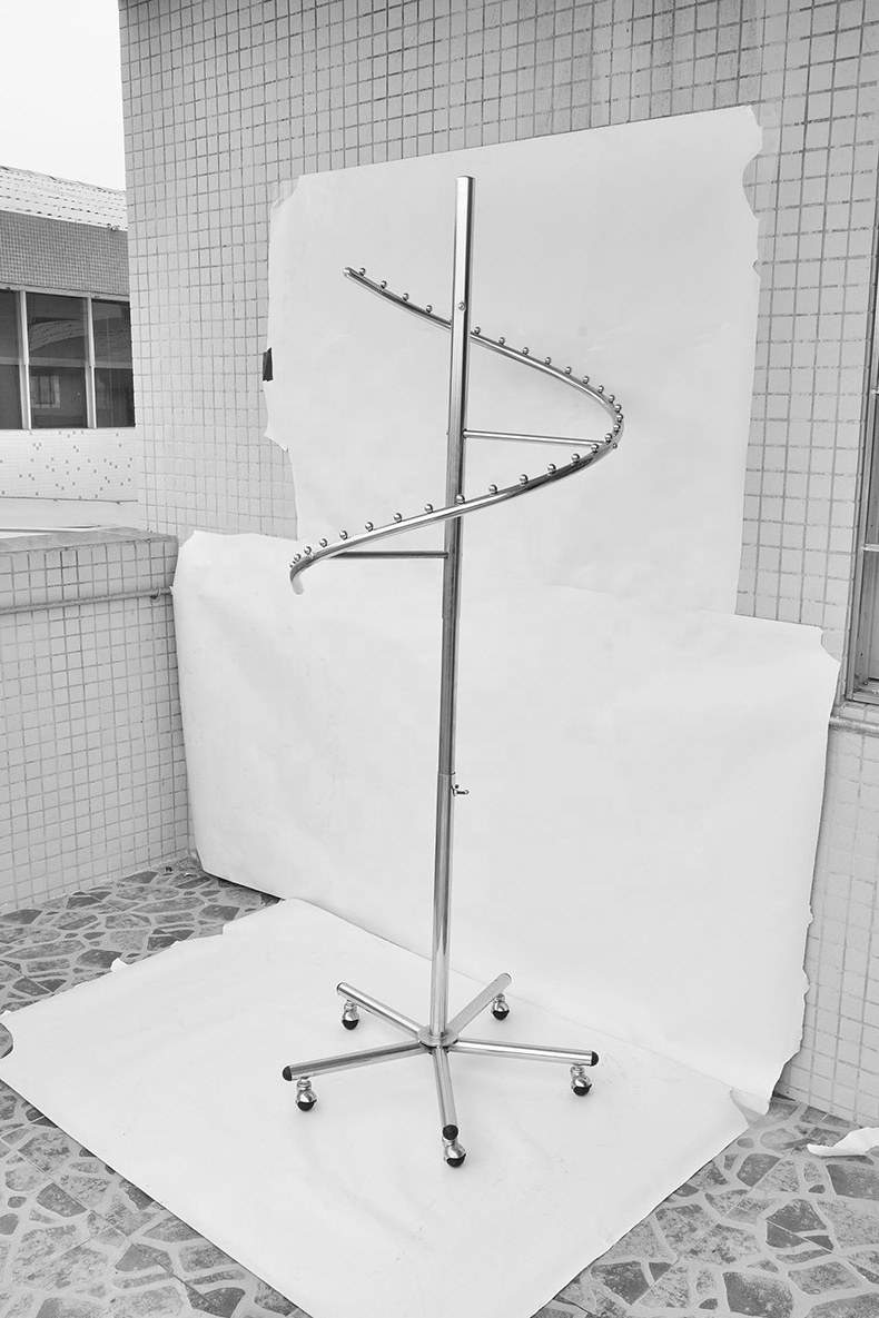 Custom Design Boutique Floor Display Racks Metal Clothes Hanger Round Spiral Clothing Rack