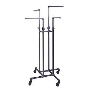 Retail Shop Industrial Style Cloth Display Racks Adjustable 4 Way Metal Four Way Pipe Clothing Rack