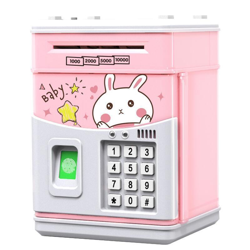 Manufacturers Factory Directly fingerprint battery model music  atm machine piggy bank mini pink cash vault for Children's Toys