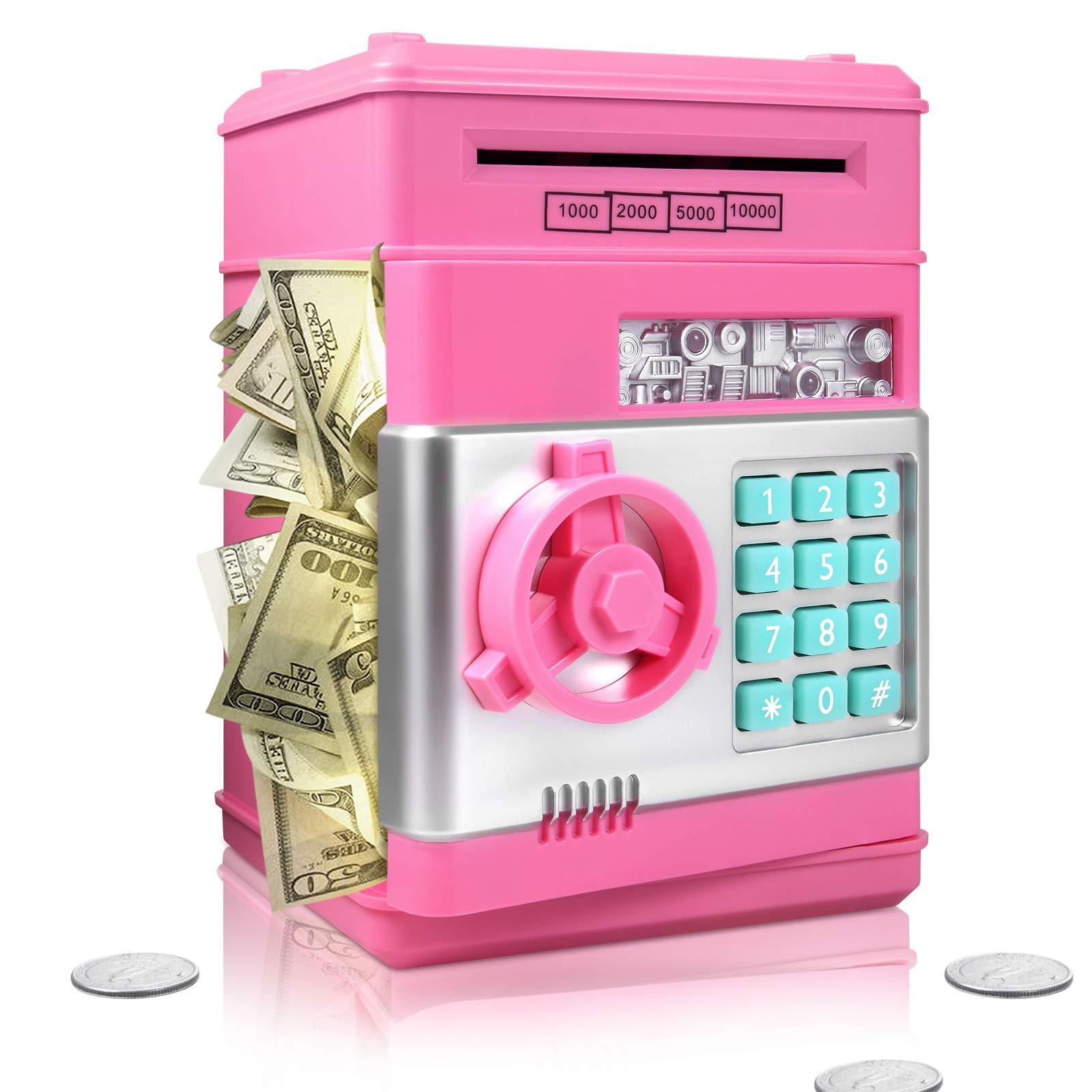 Auto-rolling money password safe mini creative painted ATM piggy bank children's electronic piggy bank toy