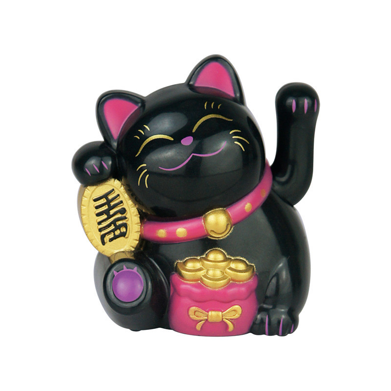 premium Quality 2 inch solar Safety doll black Rocker lucky cat cat home decoration wealth cat ornaments