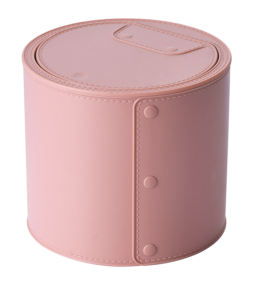 Plastic Leather Garbage Can Iron Office Mini Desk Trash Can Pencil Holder Trash Can with Lid