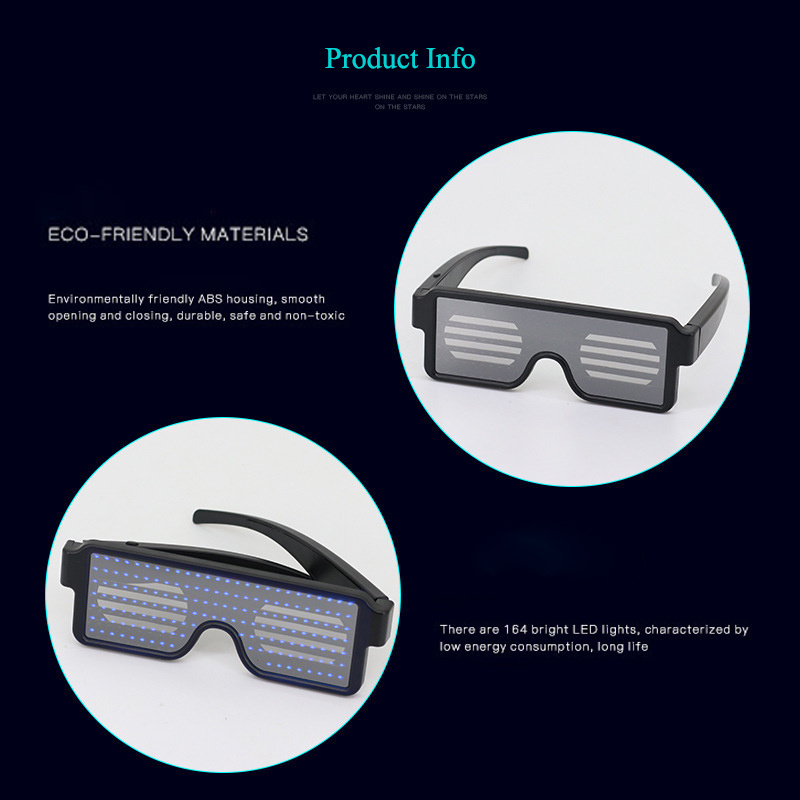 2022 Creative Luminous Party Light Up Glasses Flash USB Rechargeable Growing Festival LED Glasses