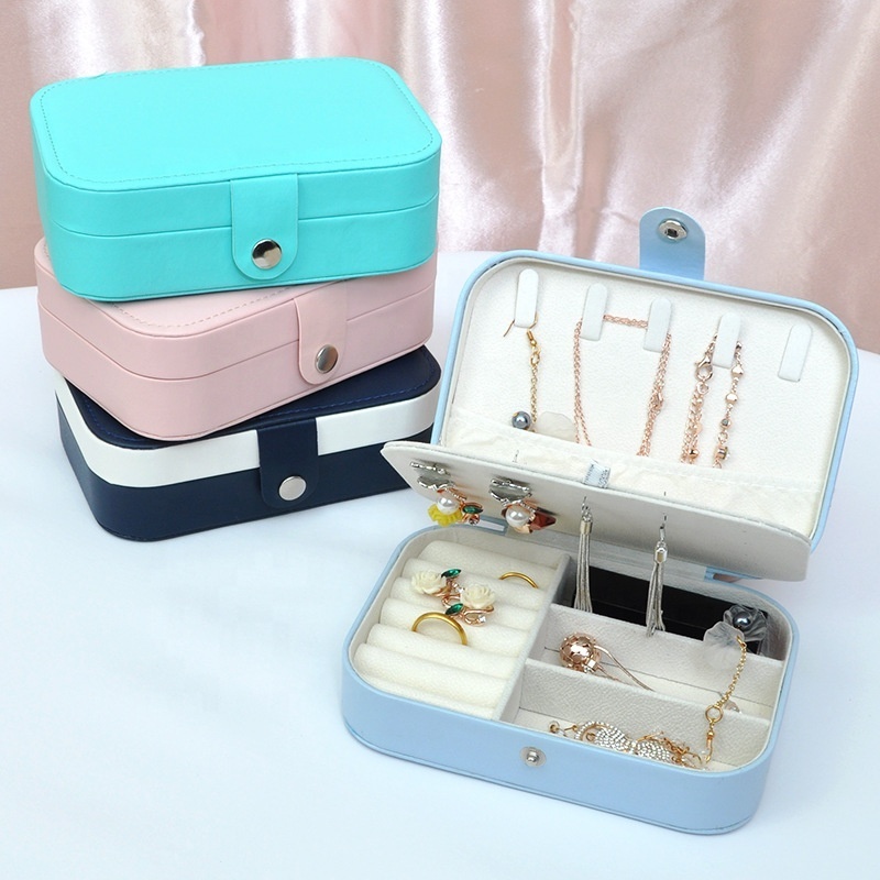 Wholesale Simple Double Jewelry Box Ring Earring Storage Box Korean Necklace Cosmetic Box