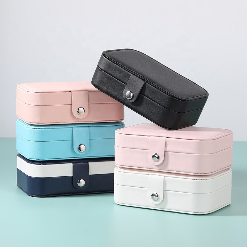 Wholesale Simple Double Jewelry Box Ring Earring Storage Box Korean Necklace Cosmetic Box