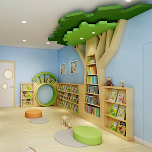 Chiquitos big tree wall bookcase creative tree shaped kids wooden bookshelf for kindergarten library reading corner display