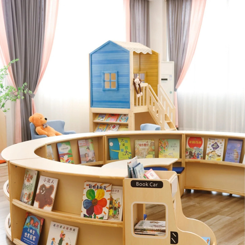 Chiquitos Bookstore Styling Bookcase Reading Area Kids Wooden Bookshelf for Library Kindergarten Early Education Training Center