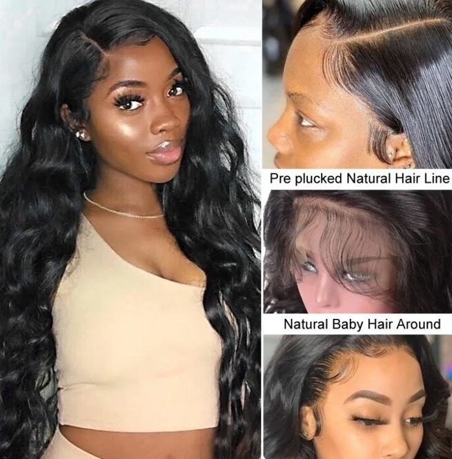 Pre Plucked 24 32 Inch Virgin Cuticle Aligned Body Wave Human Hair Swiss Transparent Brazilian 360 Full Glueless Lace Front Wig