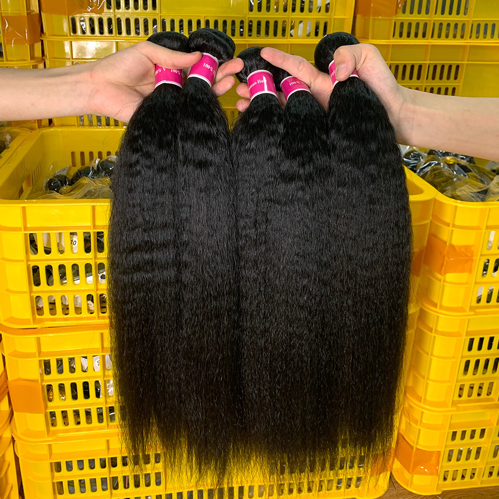 MeiMeihair Afro kinky straight wave brazilian human hair extensions 100% natural hair kinky straight