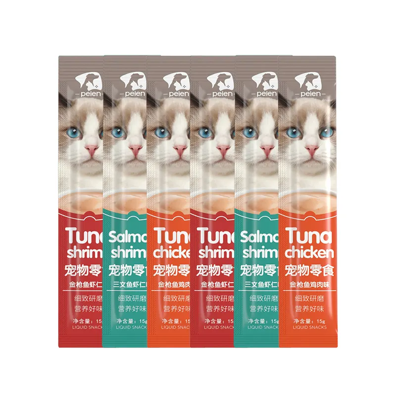 Best-selling 15g Cat Strips Snacks 3 flavors Kittens Snack Treats wet cat food Cat Treats