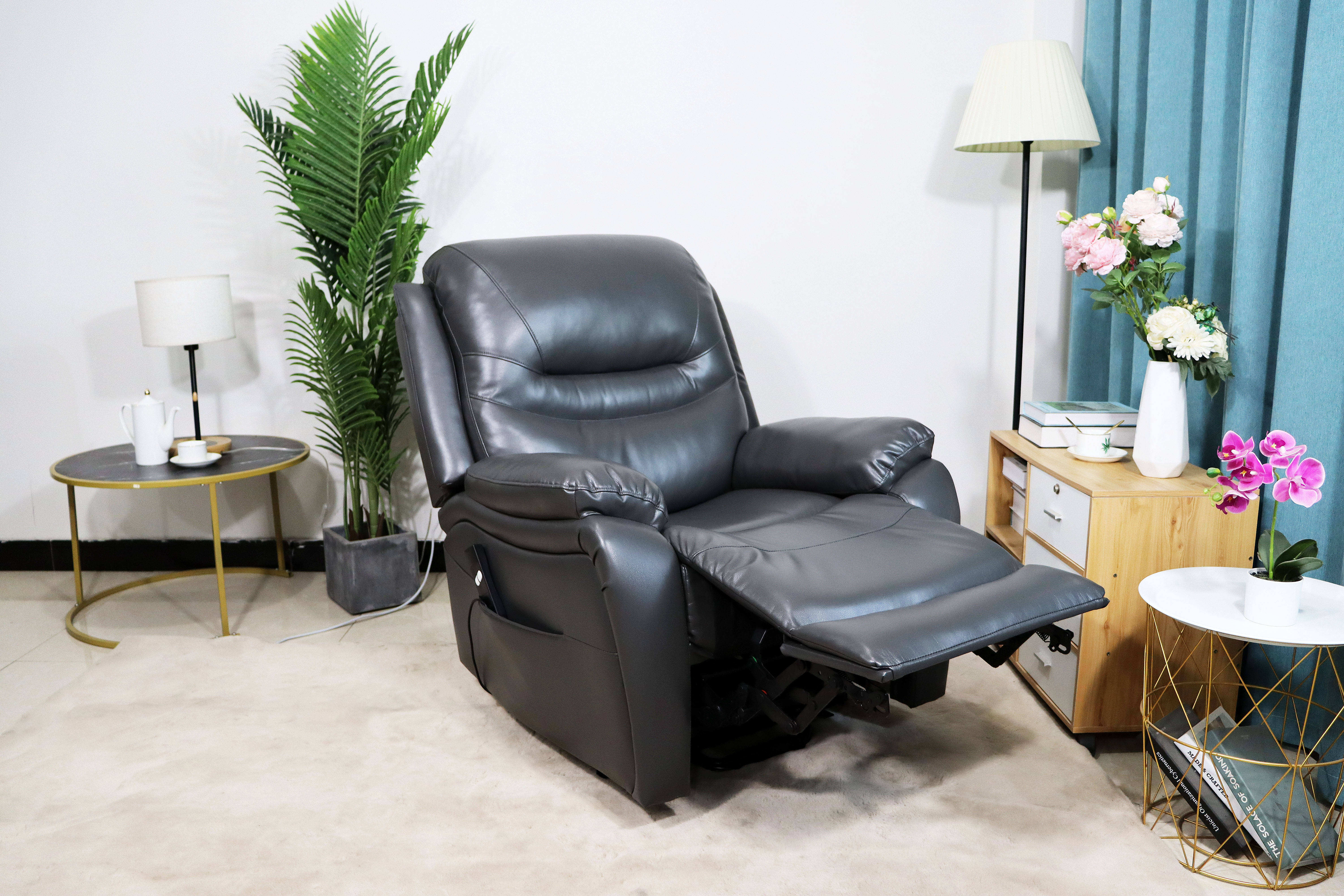 Modern Black Living Room Elderly Electric Power Single Lounge Leather Swivel Rocking Massage Recliner Sofa Chair