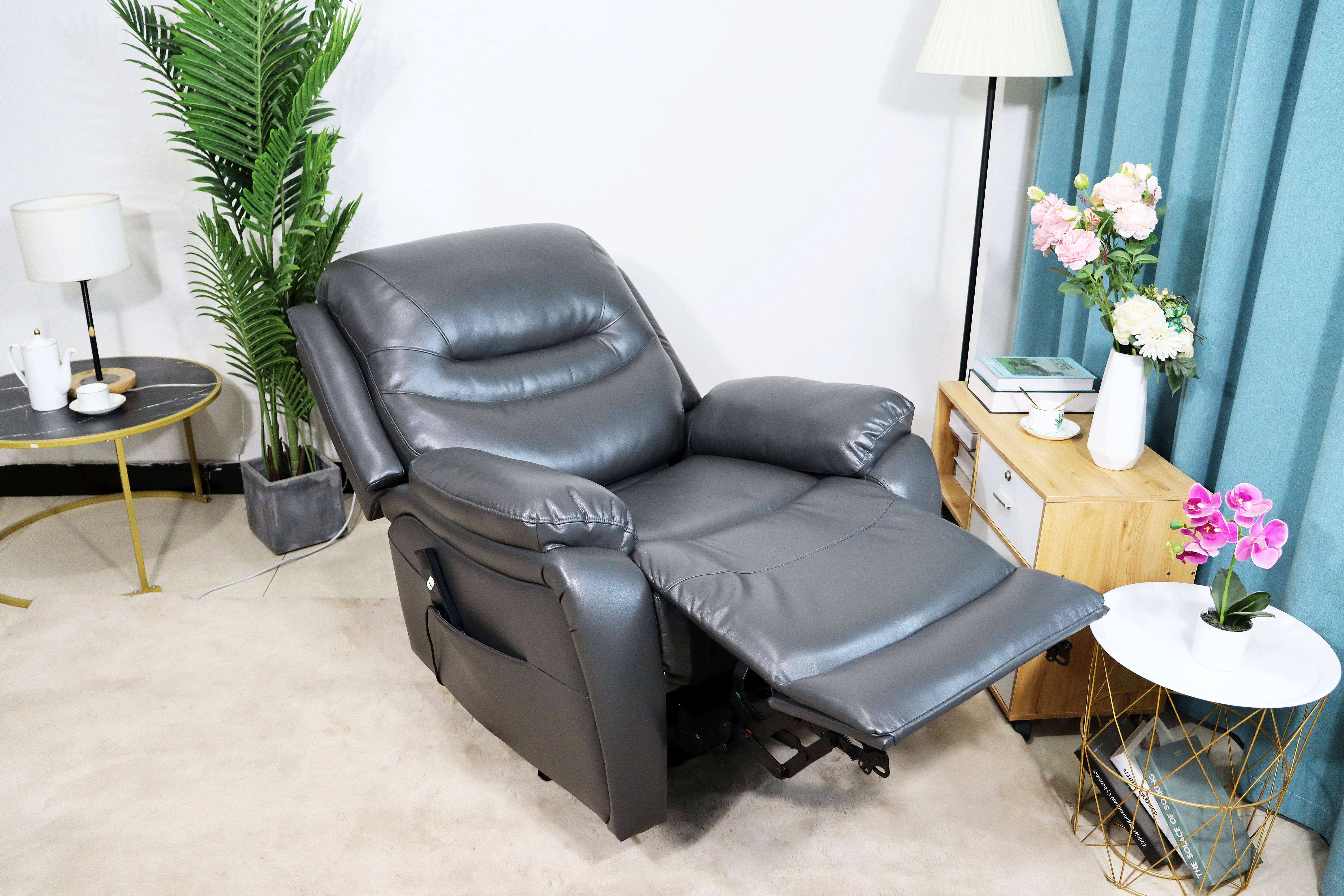 Modern Black Living Room Elderly Electric Power Single Lounge Leather Swivel Rocking Massage Recliner Sofa Chair