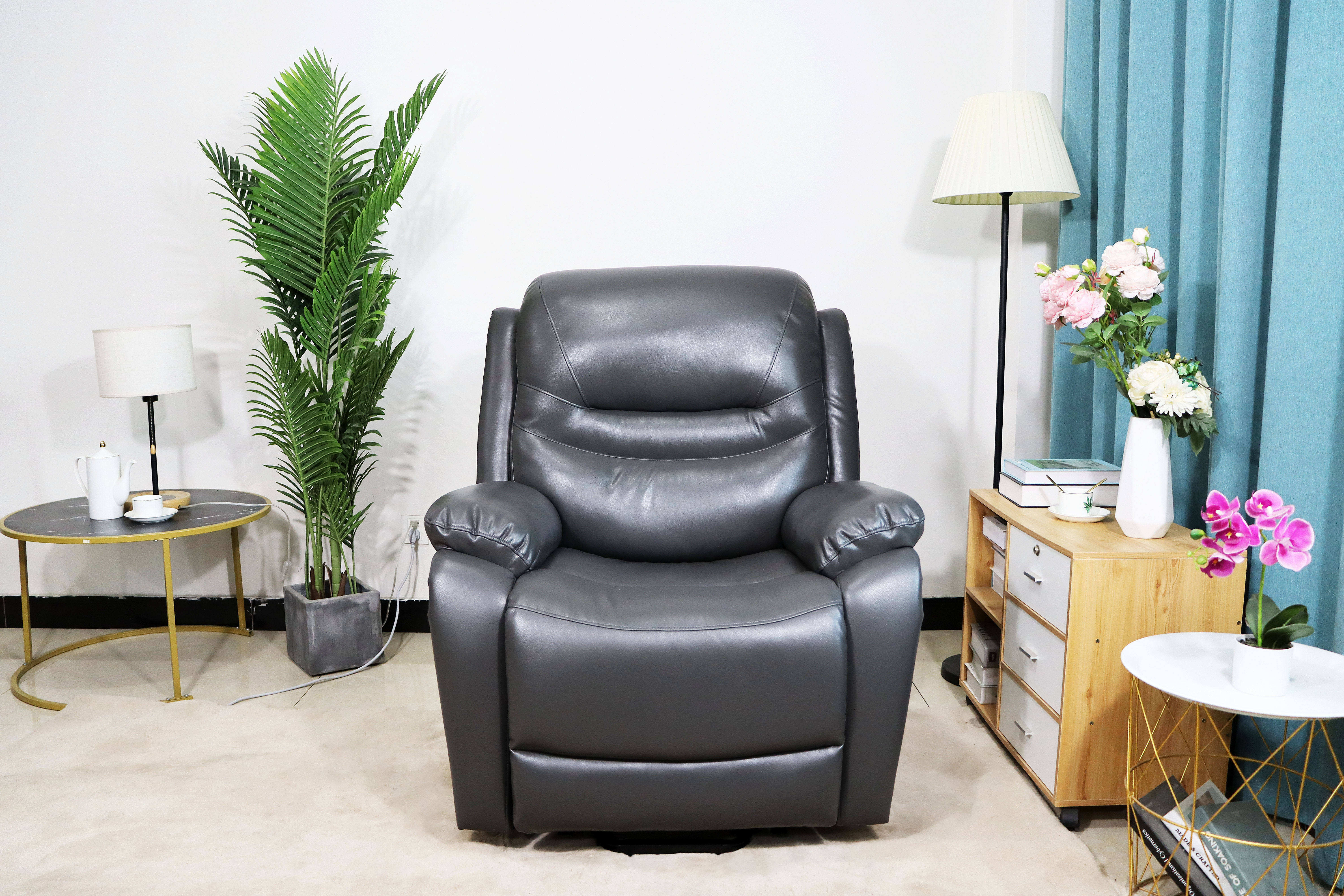 Modern Black Living Room Elderly Electric Power Single Lounge Leather Swivel Rocking Massage Recliner Sofa Chair