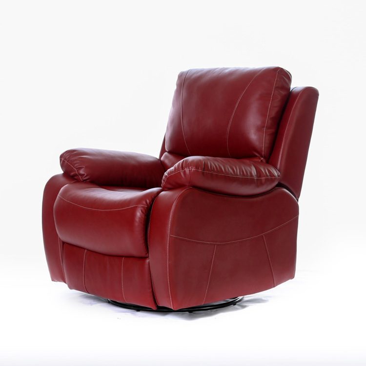 MEIMIN Red Manual Leather Recliner Chairs Swivel and Rocking Recliner Sofa Customized Design